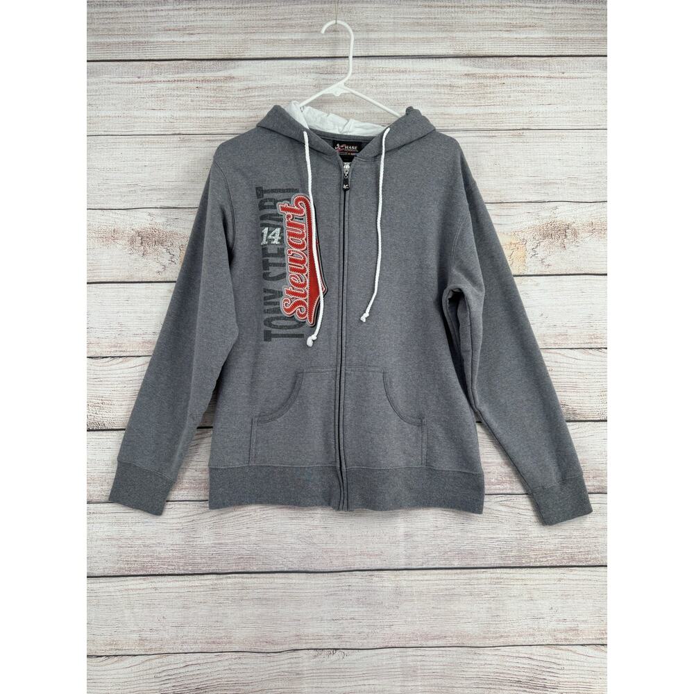 Chase Authentics Tony Stewart‎ 14 Full Zip Hoodie Sweatshirts Mens L Gray